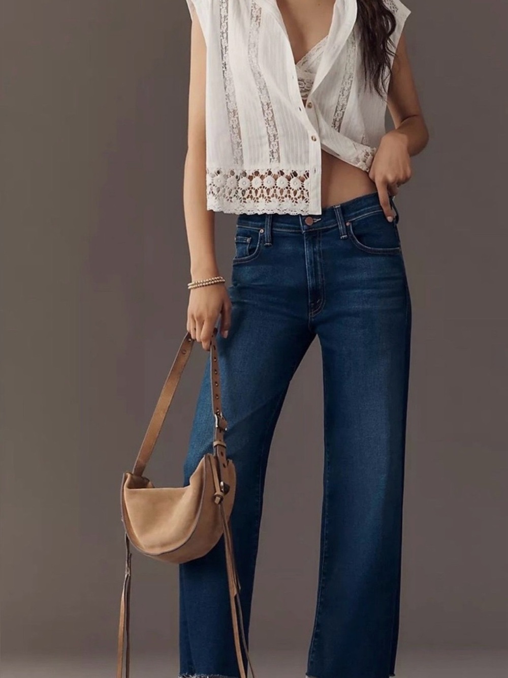 MOTHER Lil’ Mid Rise Rambler Zip Ankle Jeans in Taking Chances